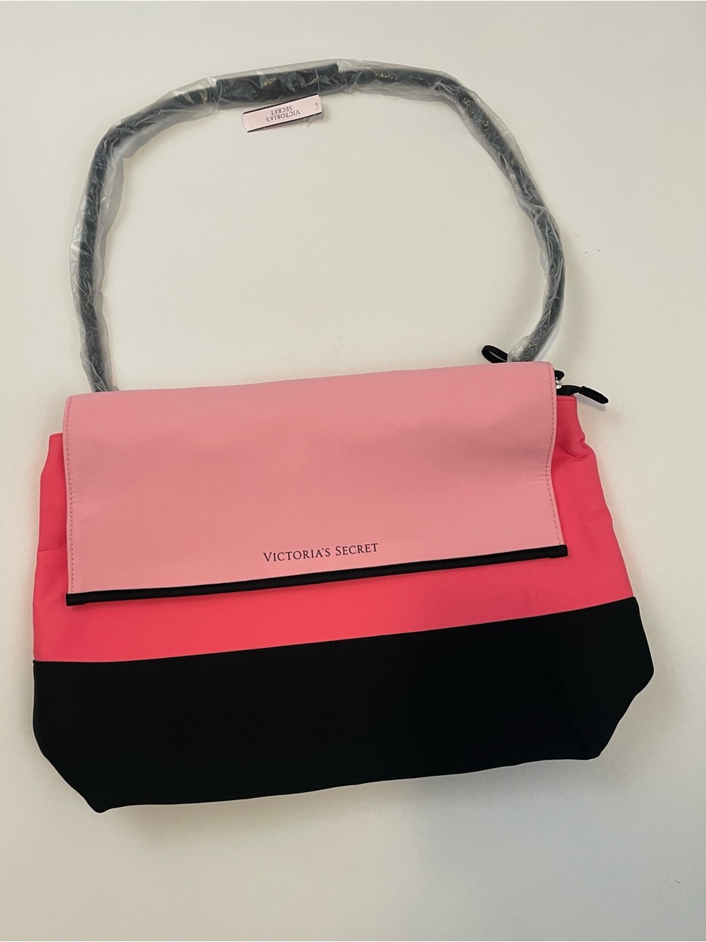 Victoria's Secret Pink, Hot Pink & Black Colorblock Insulated Shoulder Bag